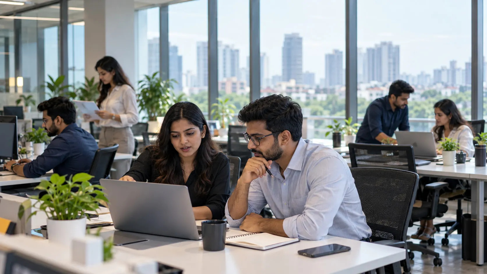 Colleagues at work in a Devriz Group office
