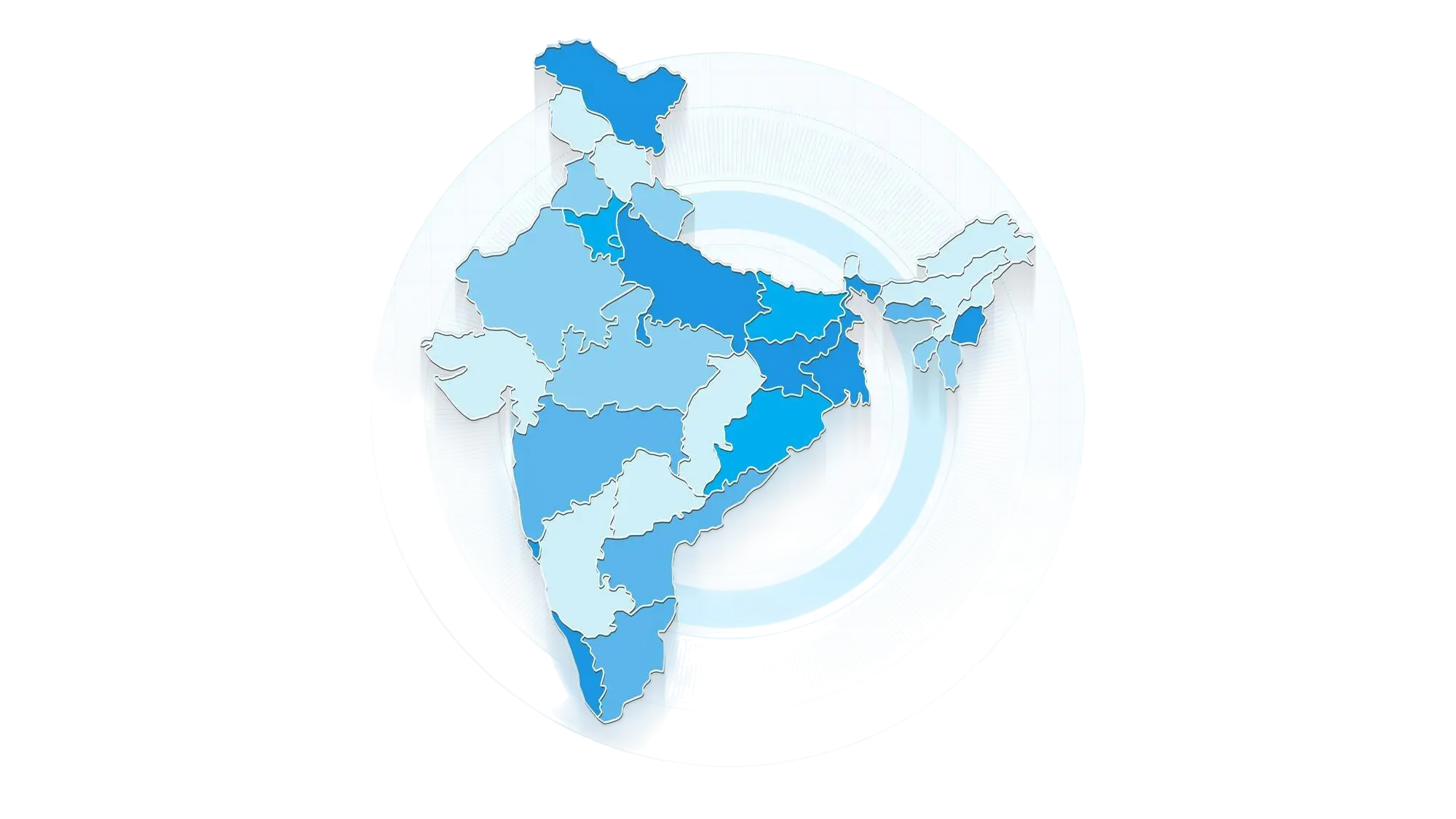 Map of India with state borders, marking Devriz Group locations in Delhi NCR and Katihar, Bihar